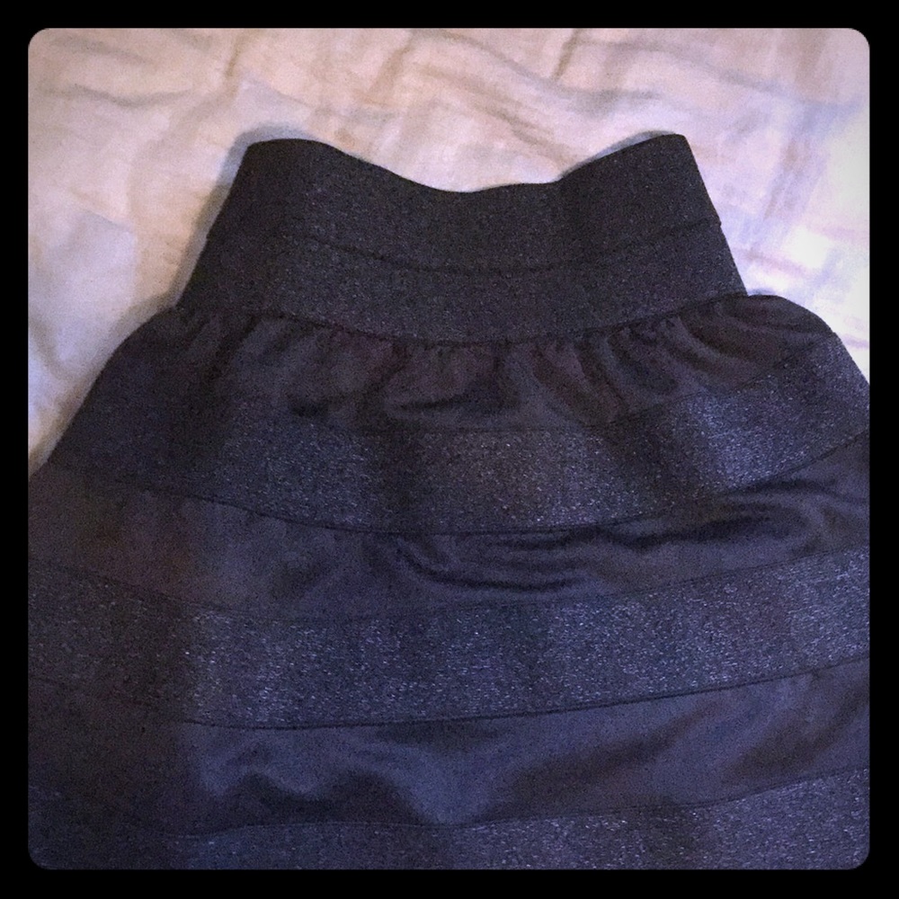 Black glitter stripes skirt